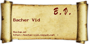 Bacher Vid névjegykártya